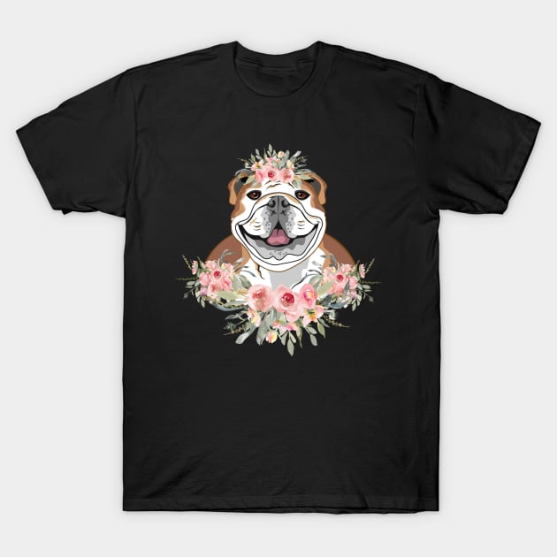 Pretty Floral Pitbull Pit Bull Gift for Women T-Shirt by JPDesigns